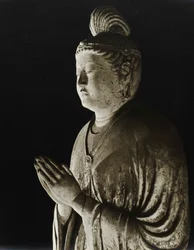 Painted clay statue of Gakko Bosatsu from the 8th century, Nara Period, 1950
